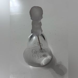 Frosted Glass Child Angel Bell - Crystal Clear Base with "God Bless" in White